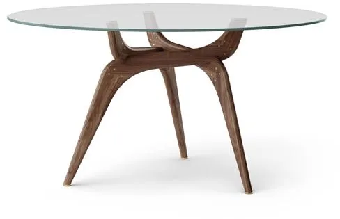 Brdr. Krüger TRIIIO Spisebord Ø135 Valnød Olieret/Klar Glas